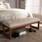 Baxton Studio Caramay Beige Upholstered Walnut Brown Finished Wood Bench 147-8193 - alternate 2